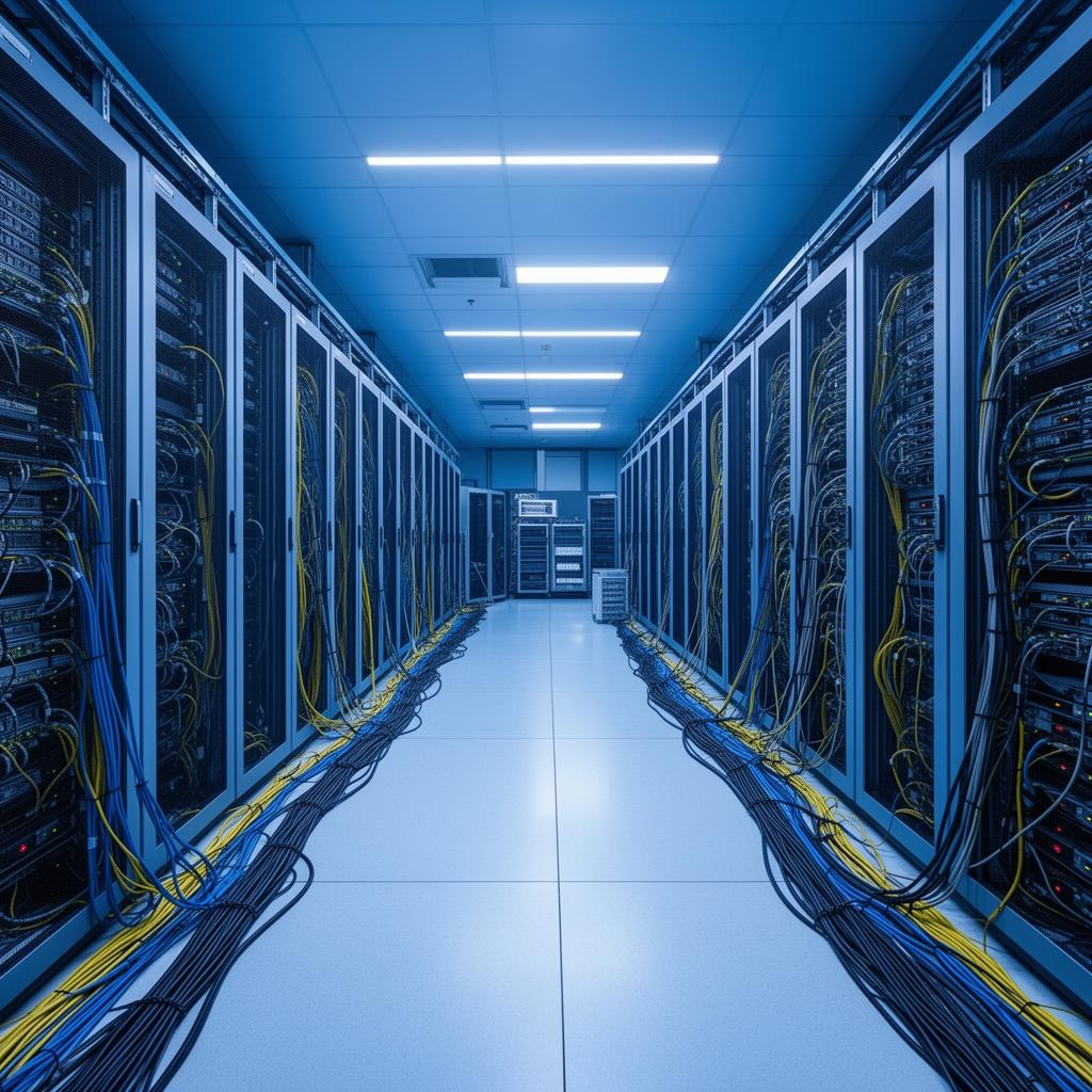 Technician performing ESD-safe decontamination inside a data center white space